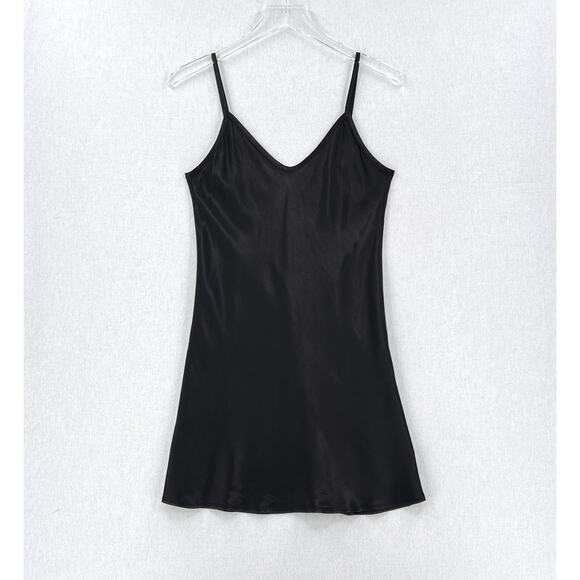 ENZA COSTA Viscose Bias Mini Slip Dress Womens Small Black Strappy Tank NEW - Picture 2 of 13